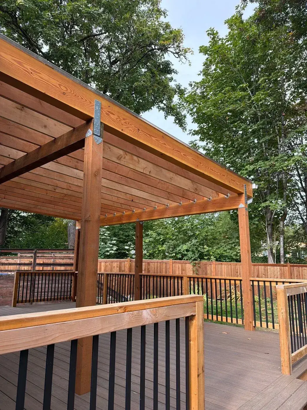 Covered deck addition with lighting in Maple Valley