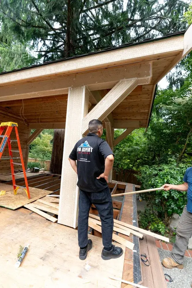 Our team reviewing a project on site