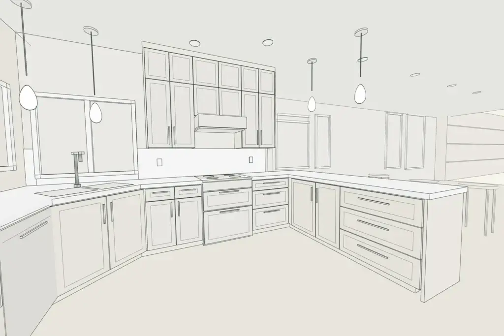 3D design drawing of the Snohomish kitchen